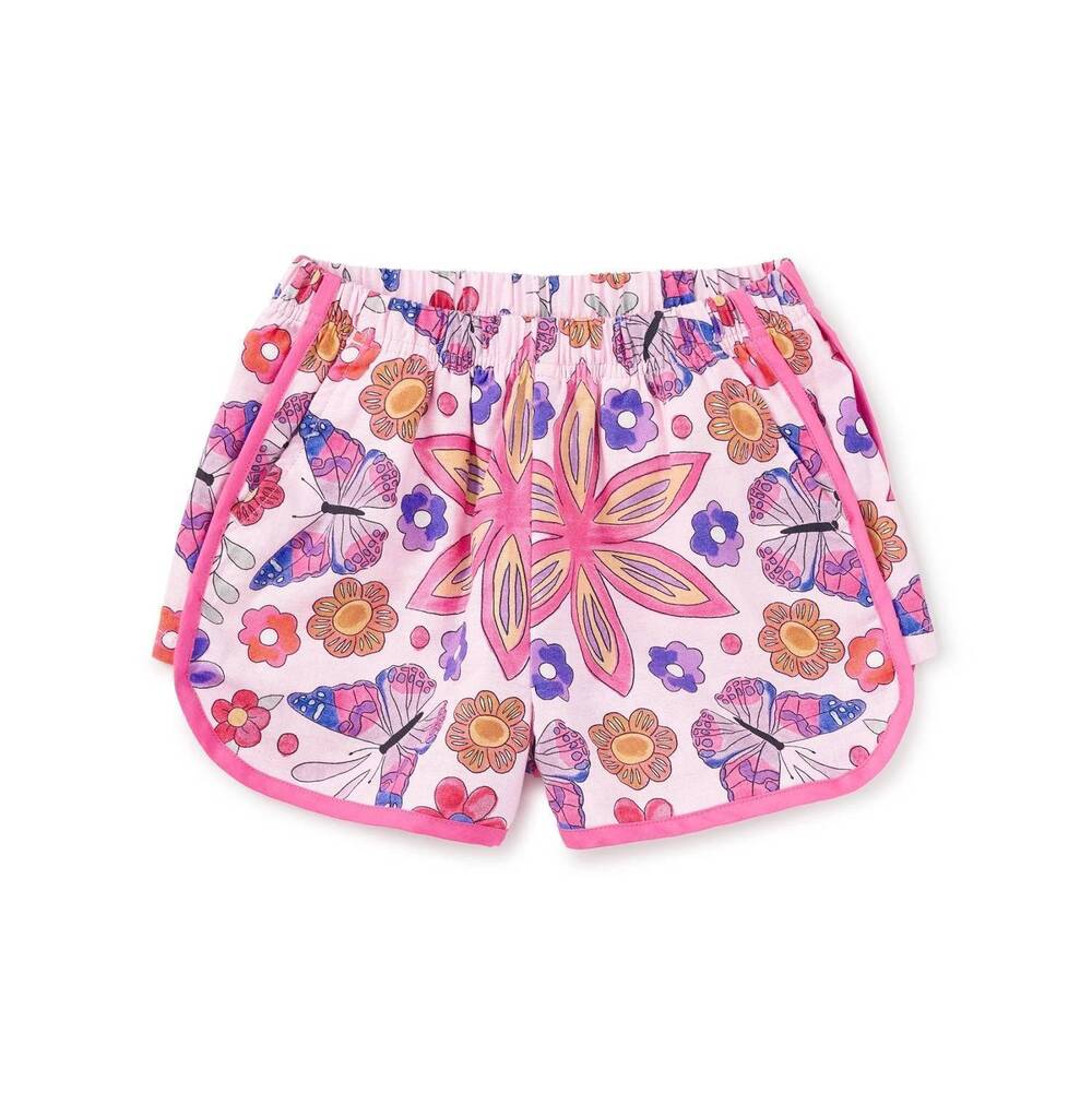 NEW TEA COLLECTION girls woven dolphin shorts in butterfly tile